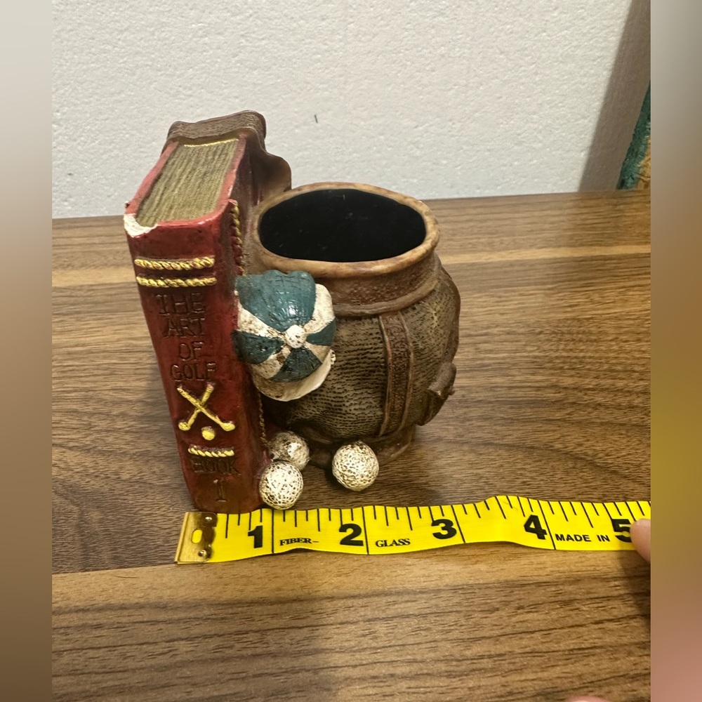 The art of golf mid century desk accessory pencil pen holder paper weight FLAW
